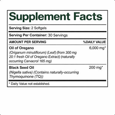 Herbies Oregano Oil Capsules Organic With Black Seed Oil 2 In 1 Herbal Formula 300 Softgels 6000Mg