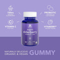 Elderberry Gummies Concentrate 651 with Vitamin C Zinc Probiotics for Immune Support Gut Health USDA Organic Vegan NonGMO Verified 120 Pectin Gummies