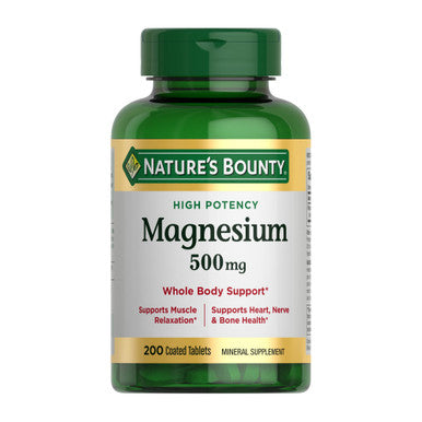 Nature's Bounty Magnesium 500mg 200 Coated Tablets