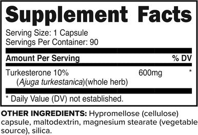 Primaforce Turkesterone 600mg 90 Capsules - Non-GMO & Gluten Supplement