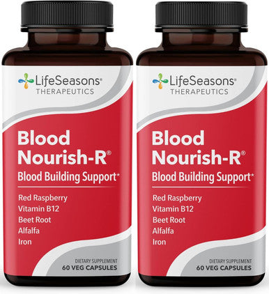 Life Seasons Lifeseasons Blood Nourish-R - Iron Supplement - Non Constipating - Supports Anemia Fatigue Paleness & Dizziness - Blood Building - Iron Alfalfa Raspberry & Vitamin B-12-60 Capsules (Pack Of 2)