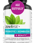 Zenwise Probiotics Beauty from Within Vegan Natural Collagen Support Hyaluronic Acid Fine Line and Wrinkle Repair Digestive Health for Women 60 Capsules
