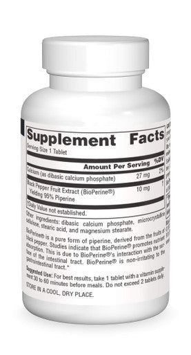 Source s BioPerine, Black Extract, 10mg, Promotes Nutrient Absorption - 120 Tablets
