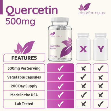 High Strength Quercetin 500Mg Capsules - Quercetin Dihydrate Potent Flavonoid Antioxidant And Nutraceutical For Heart And Immune Support - Vegan Friendly - Made In A Cgmp Us Lab (200 Servings)