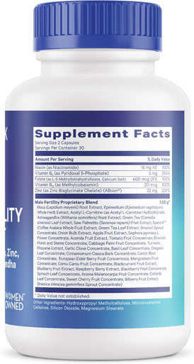 Blue Stork Fertility Supplements For Men - Supports Conception For Him - Male Prenatal Vitamins With Maca Root, Ashwagandha, Folate, B12 - Sperm Heath, Drive, Motility - 60 Capsules