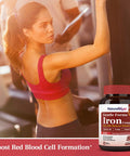 Gentle Iron Supplement For Women Men With Vitamin C, Folate, B6 & B12 Stomach Friendly Iron Bisglycinate Non-Constipating Iron Pills For Blood, Energy & Immune Support 60 Vegan Caps