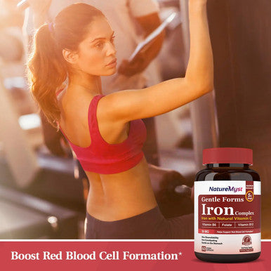 Gentle Iron Supplement For Women Men With Vitamin C, Folate, B6 & B12 Stomach Friendly Iron Bisglycinate Non-Constipating Iron Pills For Blood, Energy & Immune Support 60 Vegan Caps