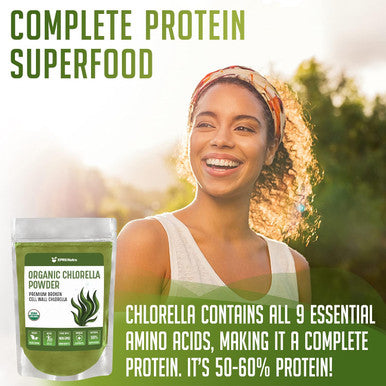Xprs Nutra Organic Chlorella Powder - Broken Cell Wall Chlorophyll Powder - Chlorella Organic Powder For Immunity - Vegan Friendly Chlorella Powder Organic For Complete Protein (4 Ounce)
