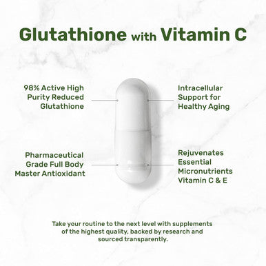 Deal Supplement Glutathione Supplement 1000mg Per Serving 98% Purity | Plus Vitamin C 500mg Active Reduced Form (GSH) | Intracellular Antioxidant Supports Detoxification & Immune Health