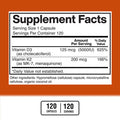 American Standard Supplements Vitamin D3 K2 (MK-7), Vitamin D3 (5000IU) + K2 (MK-7) 200mcg w/ Organic Coconut Oil 120 Veggie Capsules