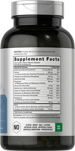 Multi Minerals Supplement | 250 Capsules | Iron Free | Non-GMO, Gluten Free | Complex for Women and Men | by Horbaach