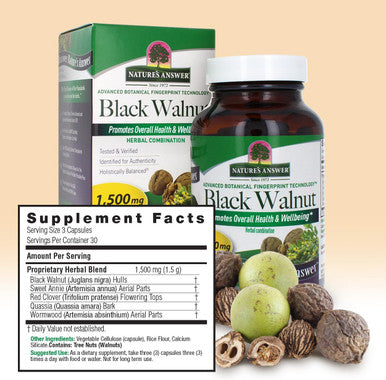 Nature'S Answer Black Walnut Complex Vegetarian Capsules Powder 90-Count Black Walnut | Vegan | Non-GMO Black Walnut Wormwood | Natural Cleanser | Detoxifier Support
