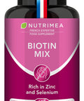 Laboratoires Nutrimea Biotin Hair & Nail Growth Supplement - Enriched with Zinc & Selenium - Contributes to Skin Care - 120 Vegan Capsules - French Expertise