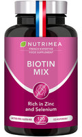 Laboratoires Nutrimea Biotin Hair & Nail Growth Supplement - Enriched with Zinc & Selenium - Contributes to Skin Care - 120 Vegan Capsules - French Expertise