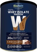 Biochem 100 Whey Isolate Protein Chocolate 30.9 oz Pre Post Workout Meal Replacement KetoFriendly 20g of Protein Easily Digestible Refreshing Taste Easy to Mix