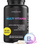 Livingood Daily Methylated Multivitamin for Women and Men Multi Vitamin Supplement with Alpha Lipoic Acid B Vitamins Iron Zinc and Selenium Energy Metabolism and Immune Support 60 Capsules