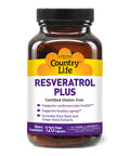 Country Life Resveratrol Plus Supports Cardiovascular Health 120 Vegan Capsules Certified Gluten Free Certified Vegan Non-Gmo Verified