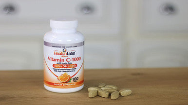 Health Labs Nutra Extra-Strength Vitamin C 1,000mg with Rose Hips Promotes Optimal Immune Health (100 Fast-Acting Non-Chewable Tablets)