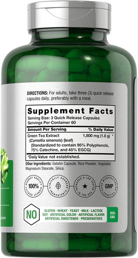 EGCG Green Tea Extract Pills | 180 Capsules | Max Potency | Non-GMO & Gluten Free Supplement | by Horbaach