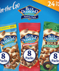 Blue Diamond Almonds Snack Nut Variety Pack for Kids, Office, School, On-the-go, 0.75 oz Gluten Free Individual Packs, Wasabi & Soy Sauce, Lightly Salted, and Smokehouse (Pack of 1,24 Count Total)