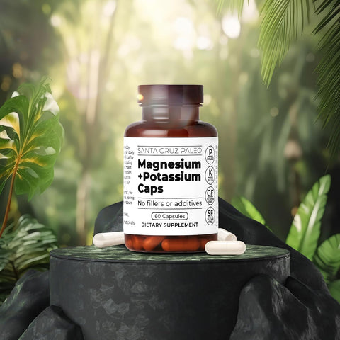Santa Cruz Paleo Magnesium + Potassium Caps Supplement For Men And Women Paleo Keto Sugar and Gluten Magnesium Glycinate 166Mg And Potassium Citrate 38Mg Per Serving American Made 60 Caps