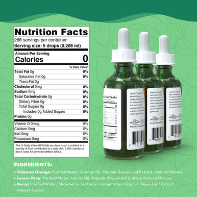 Sweetleaf Sweet Drops Stevia Liquid Sweetener Variety 3-Pack Lemon Drop Valencia Orange and Berry 2 Oz Ea
