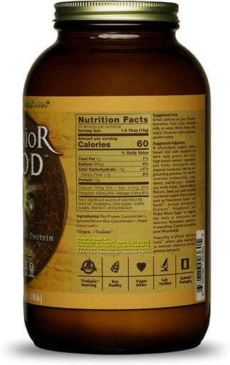 HEALTHFORCE SUPERFOODS Warrior Food, Natural - 500 Grams - Plant-Based Protein Powder with Minerals & Pea Protein - Certified Organic, Vegan, Non-GMO, Soy Free, Gluten Free, Sugar Free - 25 Servings