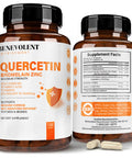 20:1 Quercetin 500mg with Bromelain, Zinc Complex 50mg, Vitamin C & D, Turmeric [Equivalent to 10,800 mg] - Supports Immune defense, Respiratory & Sinus Health, Anti-Inflammatory -120 Non GMO Capsules