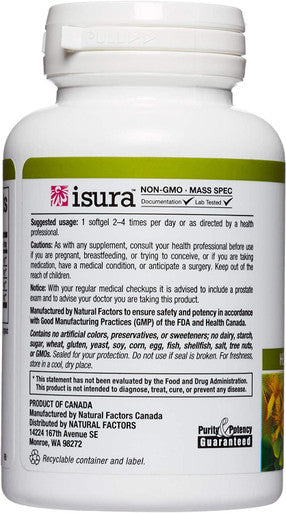 HerbalFactors by Natural Factors Saw Palmetto Supports Healthy Prostate Function with Lycopene 60 softgels 60 servings
