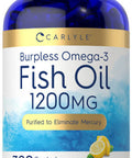Carlyle Burpless Fish Oil 1200 Mg | 300 Softgels | With 360 Mg Omega-3 Fatty Acids | Natural Lemon Flavor | Non-Gmo, Gluten Free