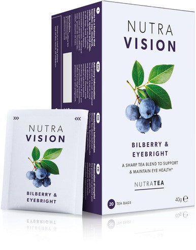Nutra Tea NUTRAVISION - Eye Health Tea Includes Bilberry & Eyebright - For general and age-related eye health - 20 Enveloped Tea Bags - by - Herbal Tea