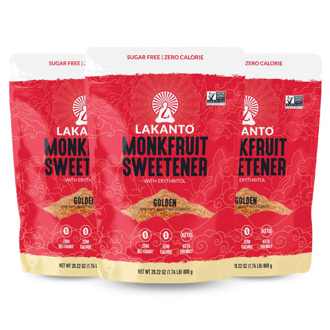 Lakanto Golden Monk Fruit Sweetener with Erythritol, Raw Cane, 5 lb | Raw Cane Sugar Substitute for Coffee, Tea, Baking, Smoothie, Sauce, Marinade, Zero Calorie, Keto, Zero Net Carbs