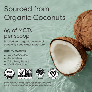 Sports Research Organic Mct Oil Powder - Keto & Vegan Mcts C8, C10 From Coconuts - Fatty Acid Brain & Body Fuel, Non-Gmo & Gluten - Unflavored, Perfect In Coffee, Tea & Protein Shakes - 10.6 Oz