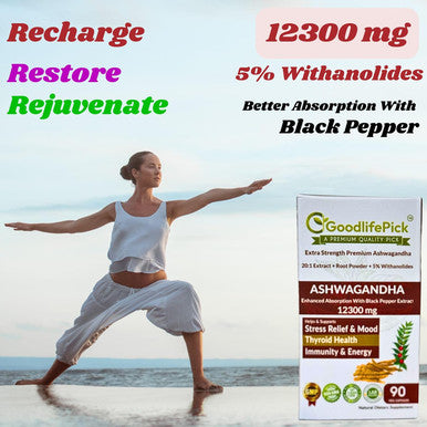 Premium Ashwagandha Capsules 12300 Mg From Ashwagandha Root Powder & 20:1 Ashwagandha Extract With Black Pepper For Healthy Stress Response Allnatural Nongmo Nogluten No Rice Powder No Stearate 90 Ct