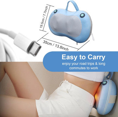 Neck Massager - Shoulder Back Massager With Heat For Pain Relief,Shiatsu Electric Deep Tissue 3D Neck Back Shoulder Massage Pillow,Gifts For Women Men(Blue)