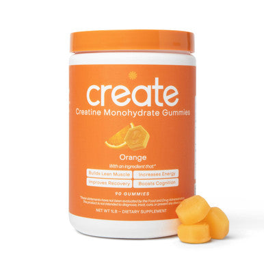 Create Creatine Monohydrate Gummies for Men and Women Boost Focus Strength and Endurance Anti-Melting Formula Vegan Gluten-Free Non GMO 1.5g of Creatine per Gummy Orange 90 Count