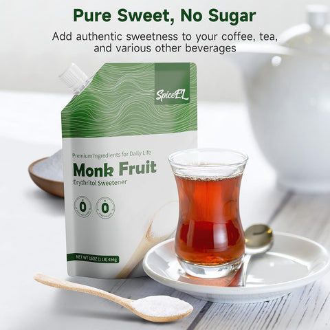 SPICEEL Monk Fruit Sweetener with Erythritol - White Sugar Substitute, Coffee, Tea, Gluten Free, Vegan, Sugar Replacement(1lb) (Pack of 2)