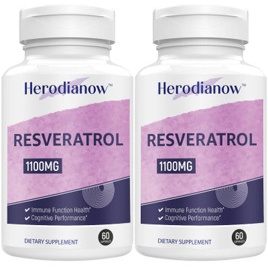Herodianow Ultra High Purity Resveratrol, 1100Mg Trans-Resveratrol Supplement, Aging, Immune System, 60 Capsule(Pack Of 2)