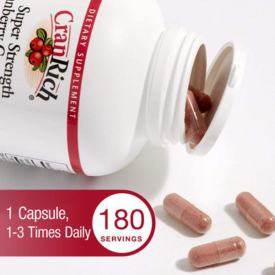 CranRich by Natural Factors Super Strength Cranberry Concentrate Antioxidant Supplement for Urinary Tract Support NonGMO 180 Capsules