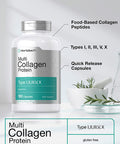 Multi Collagen Protein 2000 mg | 180 Capsules | Type I, II, III, V, X | Collagen Peptide Pills | Keto & Paleo Friendly, Gluten Free Supplement | by Horbaach