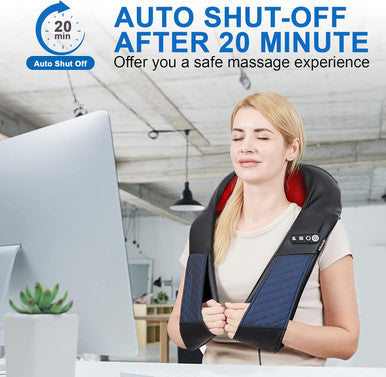 Neck And Shoulder Massager With Heat Shiatsu Back Massage Pillow With 3D Deep Tissue Kneading For Foot, Legs, Body Muscle - Use At Home, Office & Car