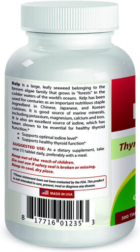 Best Naturals Kelp Supplement 150 Mcg Tablet 300 Count