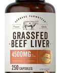 Carlyle Grass Fed Beef Liver Capsules 4500mg | 250 Count | Desiccated Supplement | Non-GMO Gluten | by Herbage Farmstead