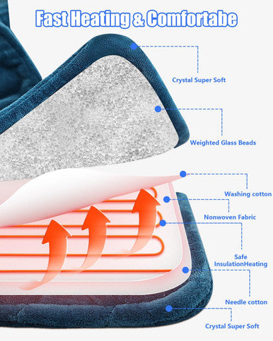 Heating Pad For Neck And Shoulders, 2.4Lb Weighted Large Heating Pad For Back Pain Relief, 6 Heat Settings 2H Auto-Off, Birthday Gifts For Women Men Mom Dad Mother Father Grandma Grandpa Blue