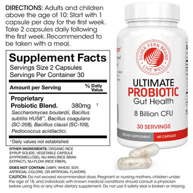 Silver Fern Ultimate Probiotic Supplement Vegicaps - Daily Metabolic Restoration, Proven Survivability, Dna Verified Multi-Strain Bacillus Probiotic Capsules (1 Bottle - 60 Capsules)