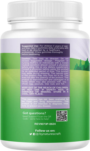 Natures Craft Tasty Kids Calcium Gummies - Vitamin D & Calcium Gummies for Children - Vitamin Gummies with Calcium & Vitamin D for Muscle Bone & Development - Gelatin- Kosher Childrens Gummies 60ct (1 Pack)