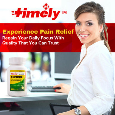 TIME-CAP LABS, INC. Timely - Low Dose Aspirin 81Mg - 500 Tablets - Compared To The Active Ingredient In Bayer Low Dose - Enteric Coated Low Strength - Pain Reliever For Minor Aches And Pains, Fever Reducer - Made In Usa