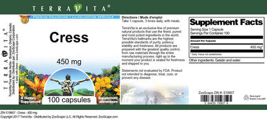 Terravita Cress - 450 Mg (100 Capsules, Zin: 519907)