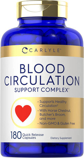Blood Circulation Supplement | 180 Capsules | Supports Healthy Circulation | Non-Gmo, Gluten Free | By Carlyle