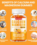 Calcium Magnesium Zinc Gummies For Adult: With Vitamin D3 K2 For Women Men Organic Sugar Vegan Chewable Gummy - High Absorption For Immune Strength(60 Count)
